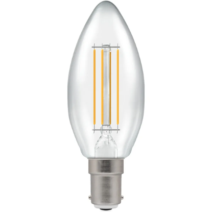 Show details for 5W-40W Dimmable LED Candle Clear Filament 2700K B15d Picture of 5W-40W Dimmable LED Candle Clear Filament 2700K B15d