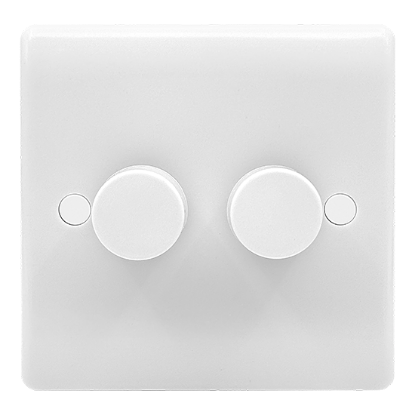 Picture of Vector 2 Gang 2 x 250W LED Push Dimmer Switch White